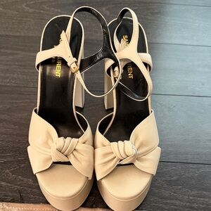 Saint Laurent Cream Platform Heels